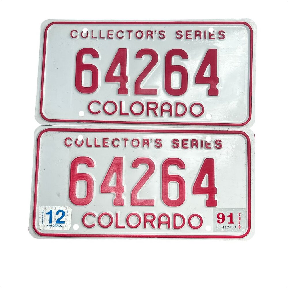 Colorado Collector's Series License Plate 1991 Red & White - TRUE VINTAGE